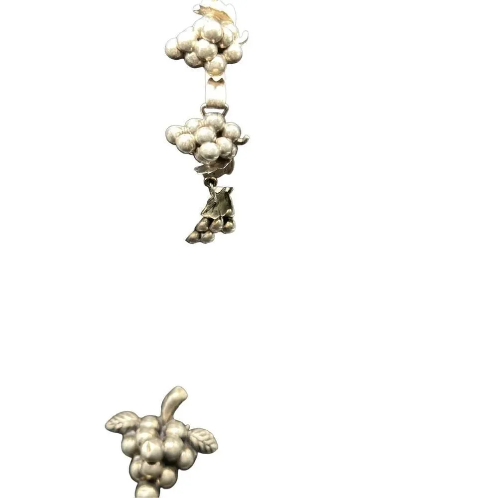Sterling silver 925 Grapes Brooch and matching bracelet vintage 40s Mexico stamp